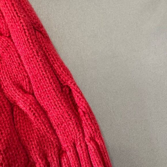 Chaps Ralph Lauren Women’s Red V-Neck Cable Knit Sweater Size XL 100% Cotton - Picture 3 of 8